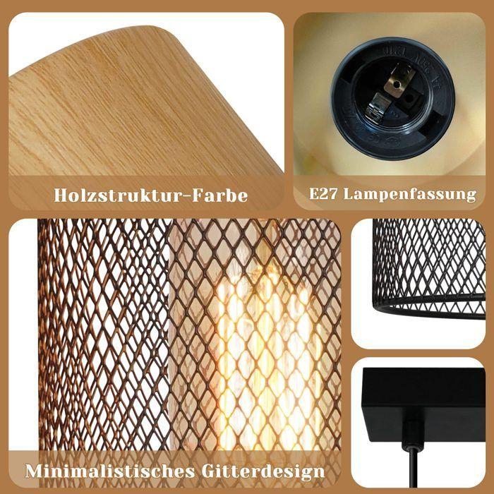 Lampe suspendue - NETTLIFE - Grain de bois 3 lumières - Noir - Métal E27 3x25W - Ø46xH120cm