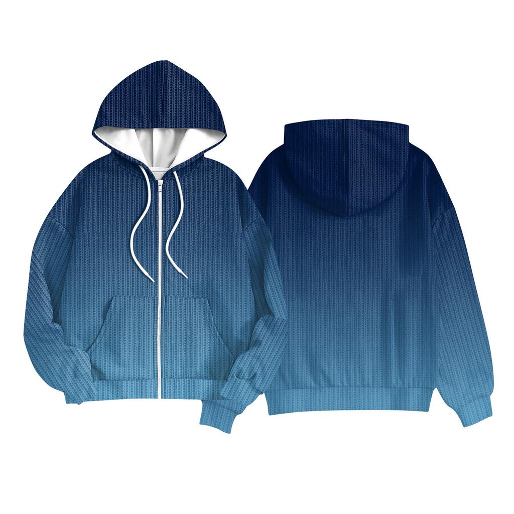 Детские Модные Куртки для Девочек и Мальчиков Повседневные Трикотажные Кардиганы с Длинным Рукавом и Капюшоном с Принтом