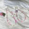 Korean Cute Charm Pink Butterfly Love Heart Phone Chain For Iphone Girl Women Jewelry Strap Beaded Lanyard Hanging Cord Bracelet