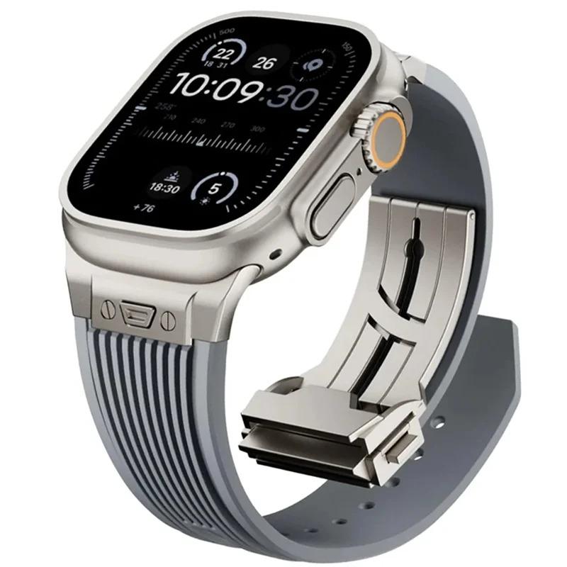 Спортивный ремешок из резины для Apple Watch Ultra 3 2 49 мм Series 11 10 46 мм Мягкий ремешок для Iwatch 9 8 7 6 5 4 SE 3 44 мм 45 мм Браслет