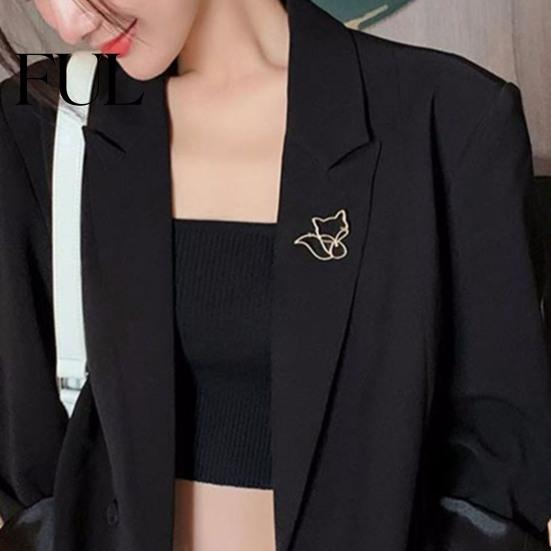 Bag Accessory Pin Women Brooch Hollow Fox Decor Stainless Exquisite Anti-slip Wear-resistant Anti-oxidation Jewelry Coat Collar Hat Scarf Decoration