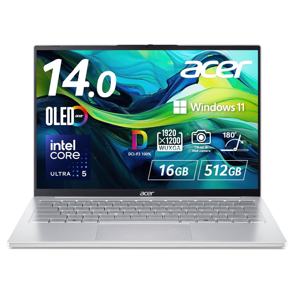 Acer Swift Lite WUXGA OLED Глянцевый Intel Core Ultra 5 115U Алюминиевый сплав Аккумулятор 2МП Веб-камера со шторкой WiFi Динамик и Японская клавиатура 14,