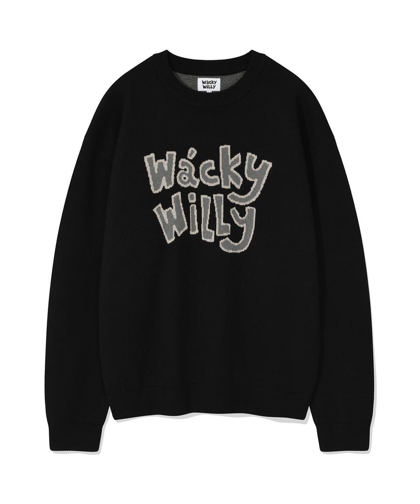 WACKY WILLY Typo Jacquard Knit Black