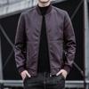 New Men's Baseball Collar Leather Jacket Korean Style Trendy Slim Handsome Jacket Men's Motorcycle Super Cool Men's Clothing