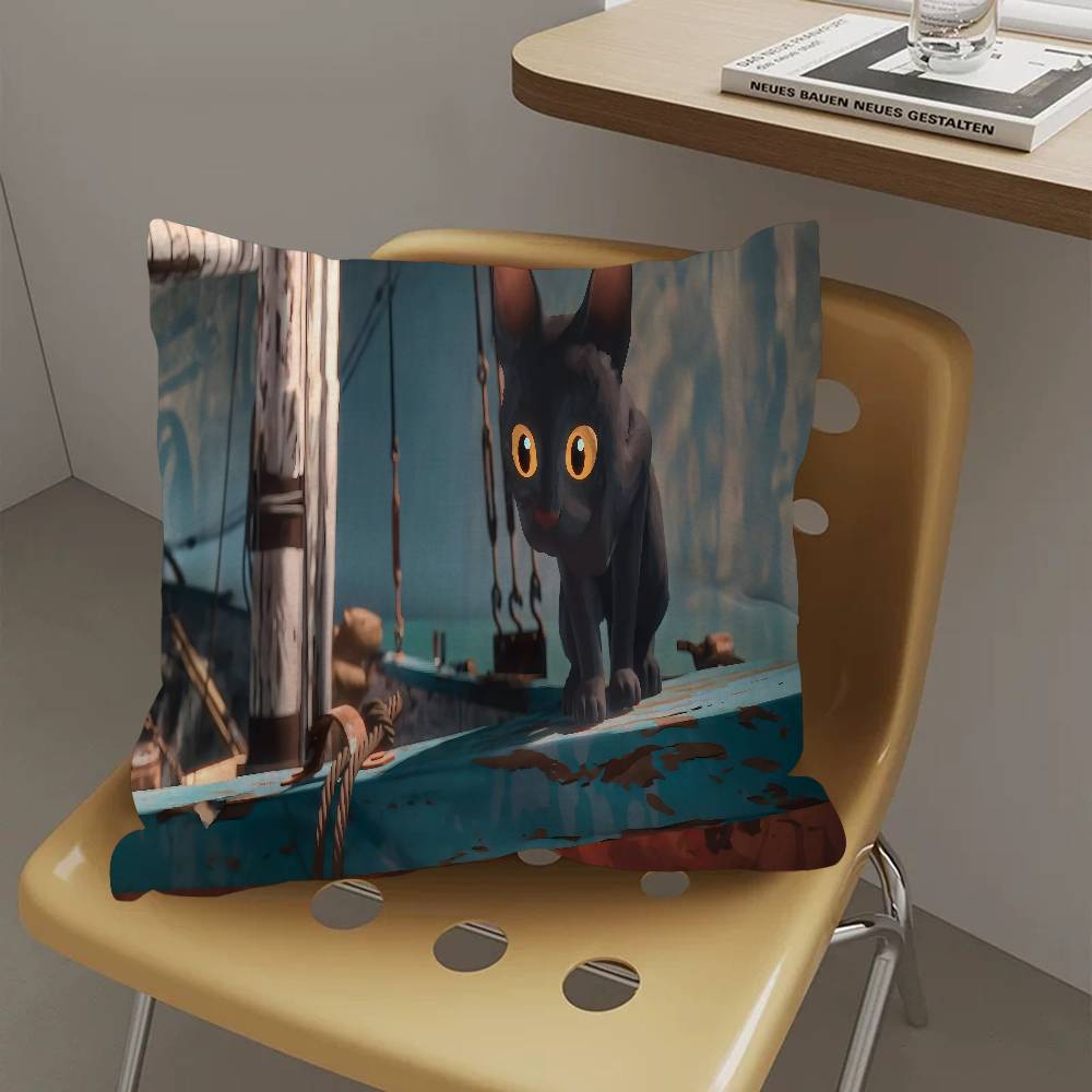 Movie F-Flow Cat Pillow Covers Cartoon Sofa Decorative Home Double-Sided Printing Short Plush Cute Cushion Cover