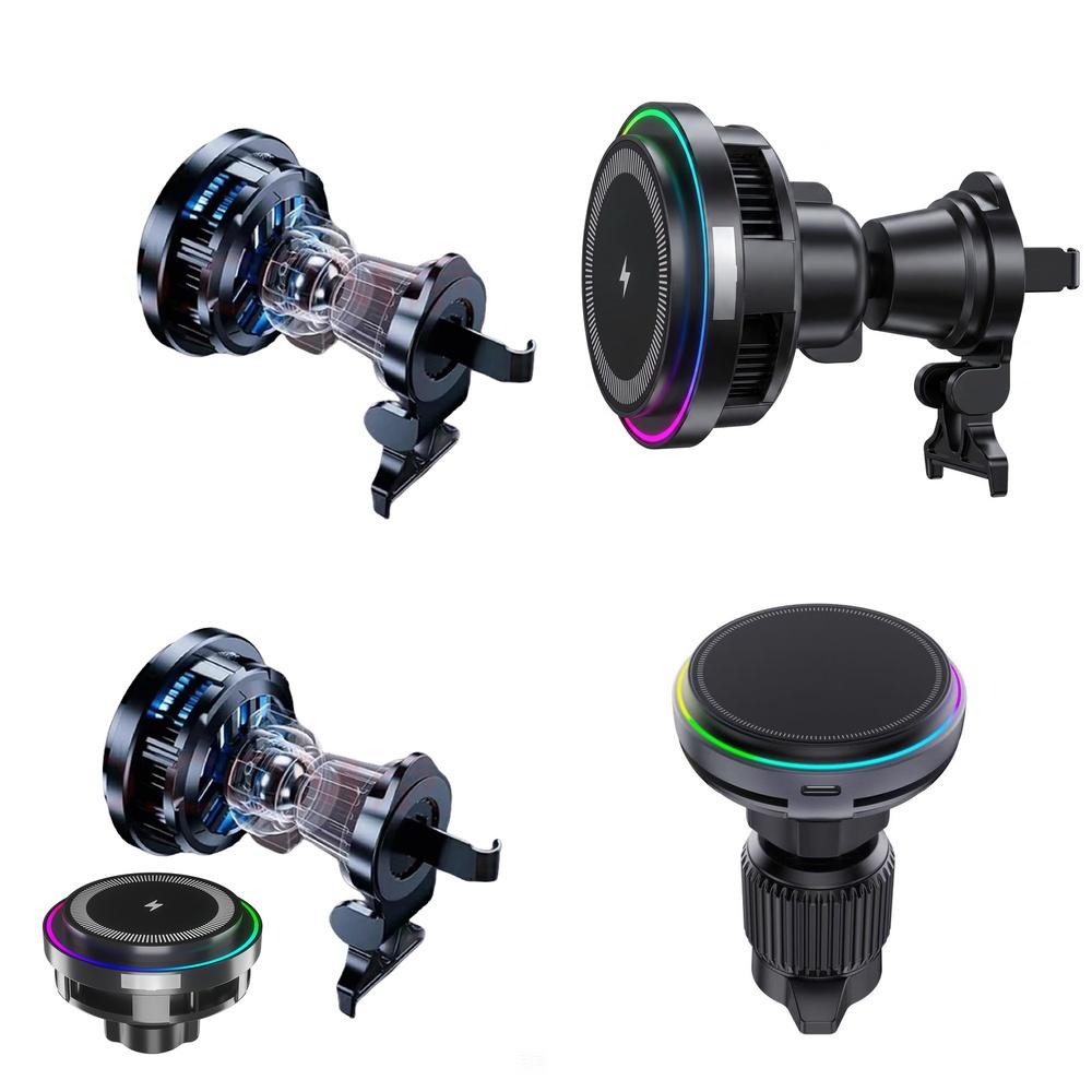Rotating Ball Joint Temperature Control Fan Cooling TEC Fan Cooling Wireless Charging Holder for Car Interior Phone Accessories