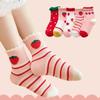 5 Pairs/Lot Kids Soft Cotton Socks Korean Love Heart Flower Print Baby Girl Socks Spring Summer Warm Children Middle Tube Socks