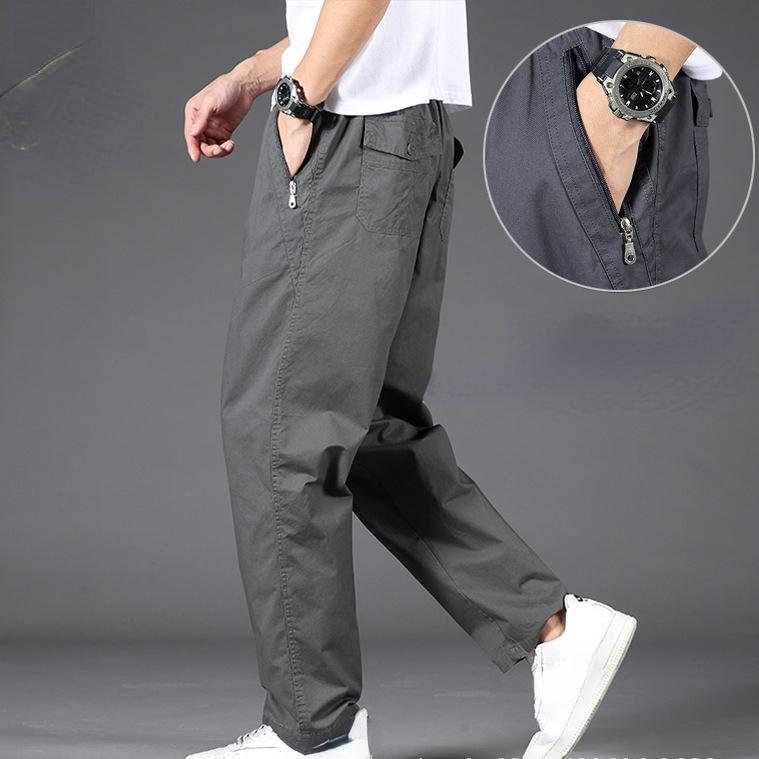 Мужские брюки на молнии в стиле Харадзюку, хлопковые брюки-карго, повседневные спортивные длинные брюки с эластичной резинкой на талии, брюки с карманами