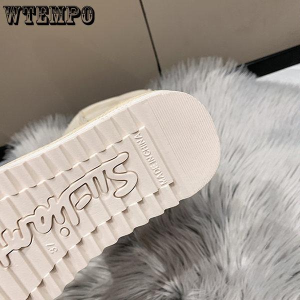 Длинные зимние ботинки большого размера на боковой молнии, женские зимние плюшевые утолщенные нескользящие теплые хлопковые туфли на высоком каблуке