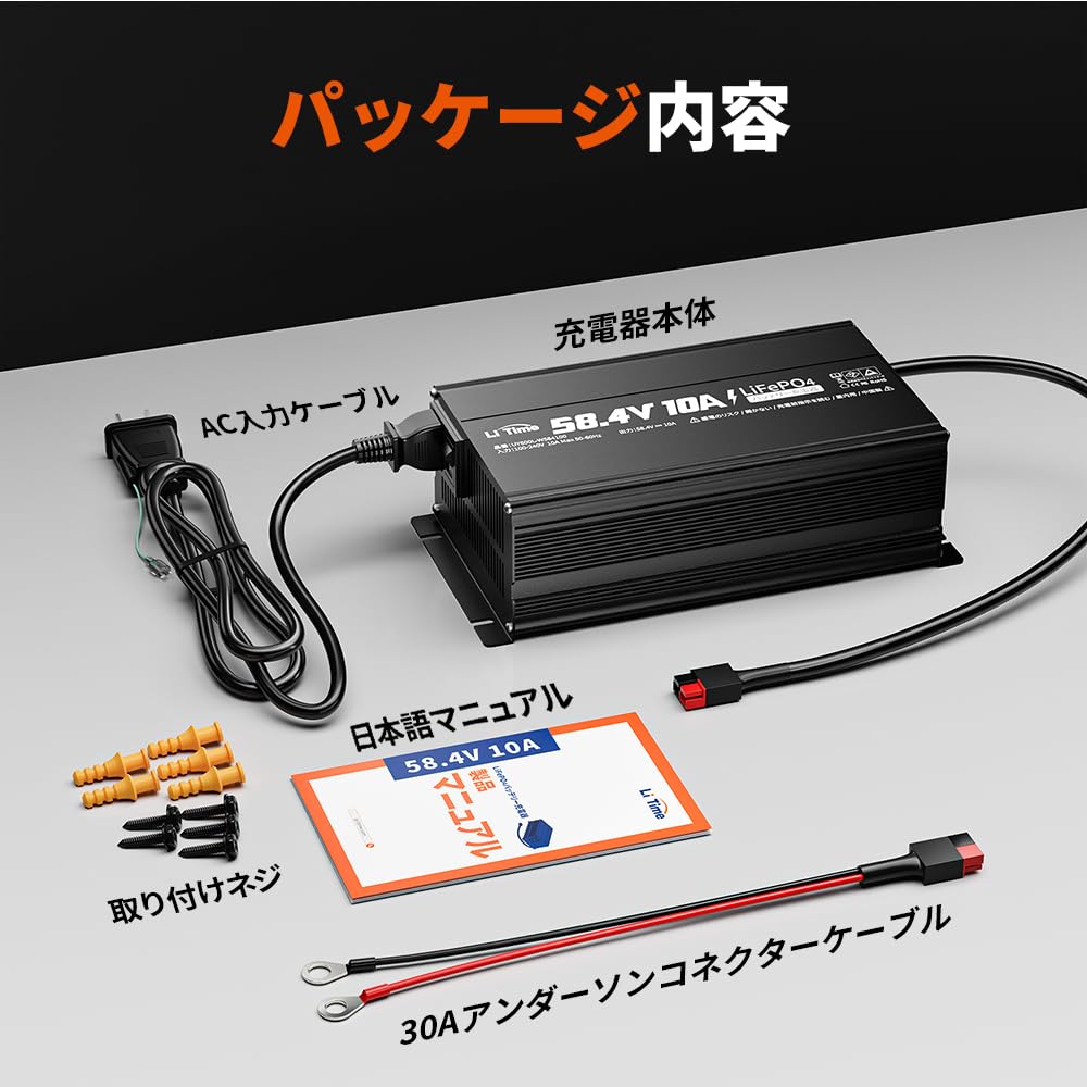 LiTime 58.4V 10A Ion Phosphate Charger, 0 V Charging Function, LiFePO4