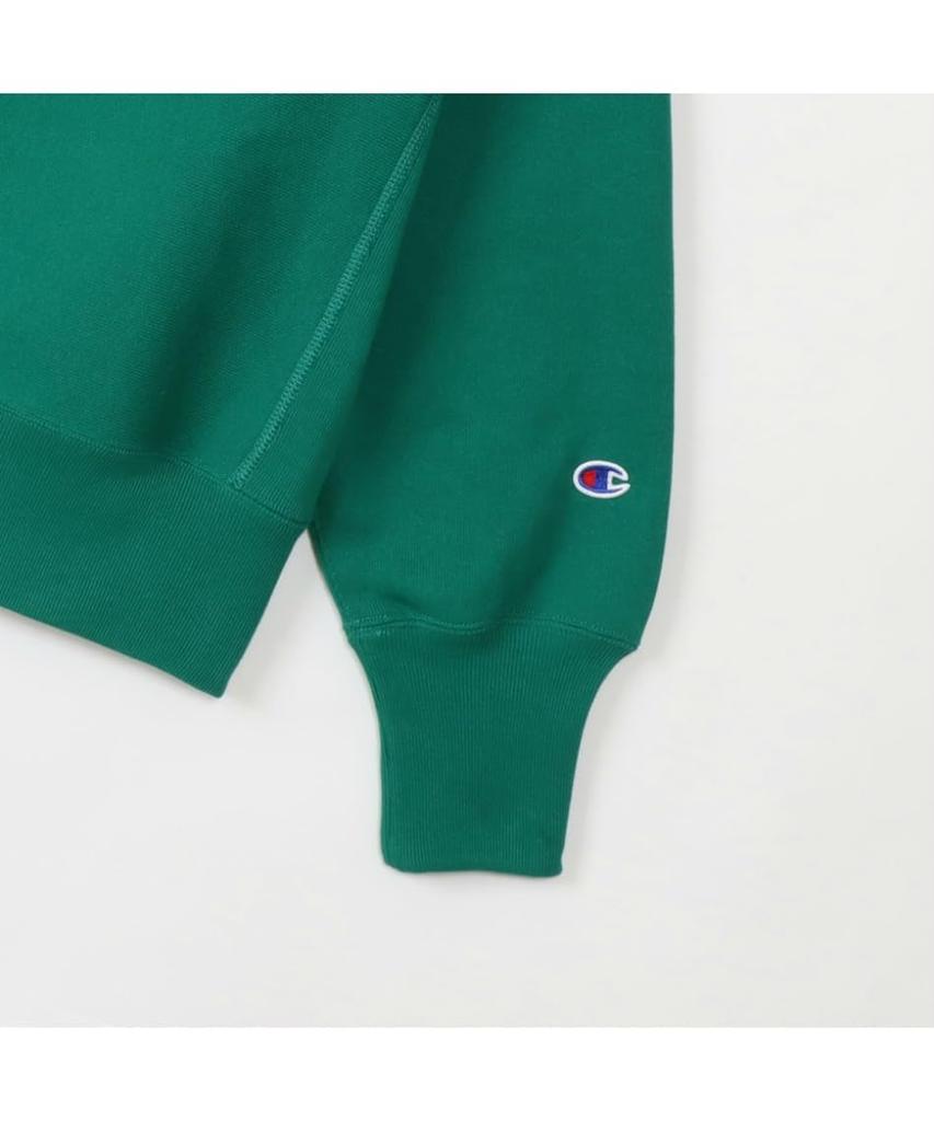 Толстовка с длинным рукавом и круглым вырезом, хлопок, США, графический принт, обратный круглый вырез, повседневная классика, зеленый цвет, размер M [Champion], плотность 11,5 унций(р) Женский