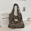 Chic And Trendy Wool Leopard Print Shoulder Tote Bag For Daily Fashion Needs