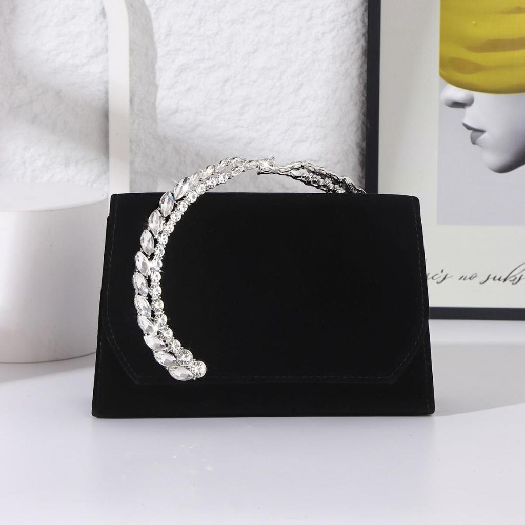 Бархатная вечерняя сумка кроссбоди со стразами: Роскошная женская сумка высокого класса