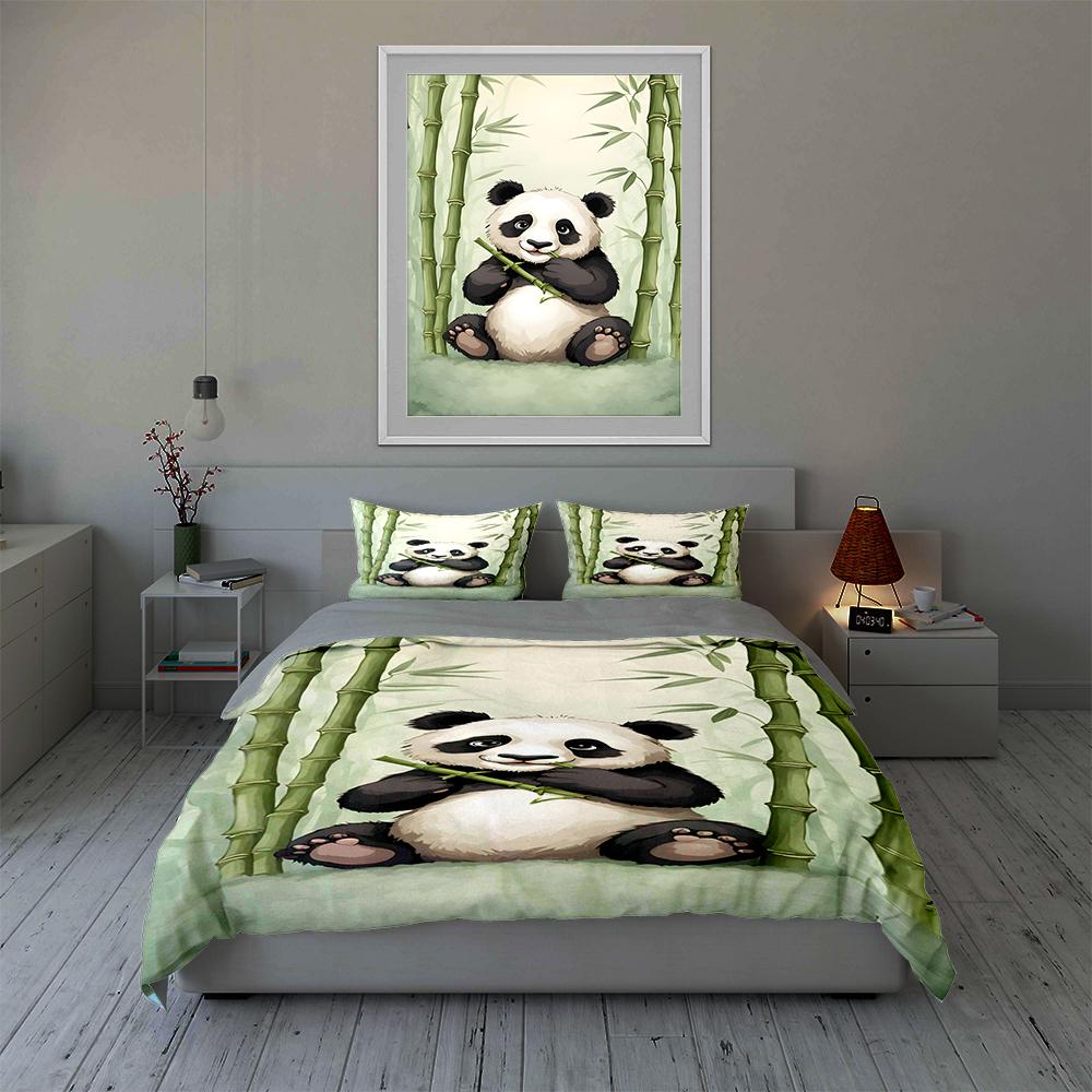 Panda bamboo design. Bedding Duvet cover sets Duvet covers Pillowcases gifts (1 * Duvet Cover 2 * Pillowcases, without duvet insert)
