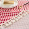 Tablecloth Around-Cotton Linen Tassel Tablecloth, Plaid Round Tablecloth, Red Striped Lattice Table Map, Wedding Cloth Cover