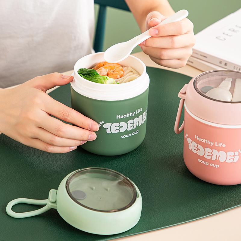 Portable Mini Antibacterial Soup and Porridge Pot Lunch Box for Office Workers, Microwave Safe Breakfast Cup