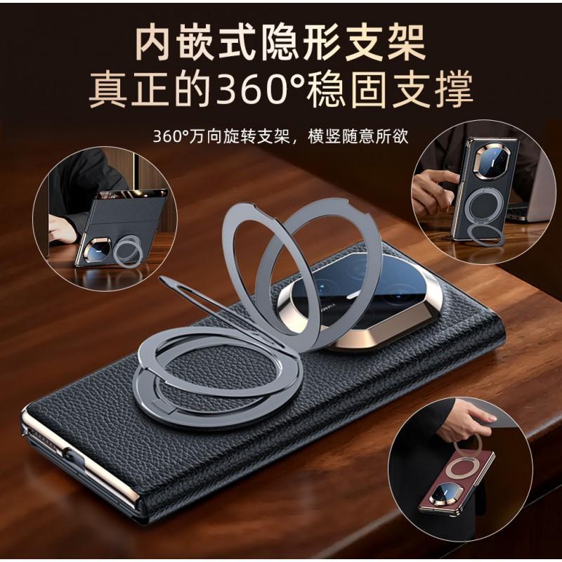 Luxury Genuine Leather Case Mate X7 With 360 Rotating Stand Dual-Axis Magnetic Hinge Electroplated Finish