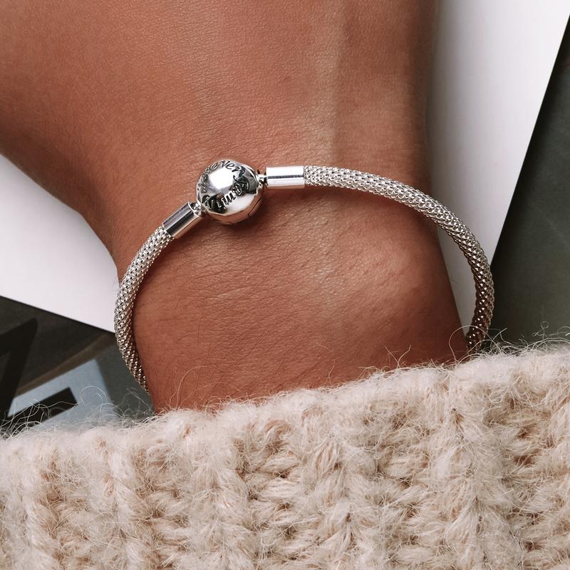 BAMOER Classic 925 Sterling Silver Love Forever Love Snake Chain Bracelets