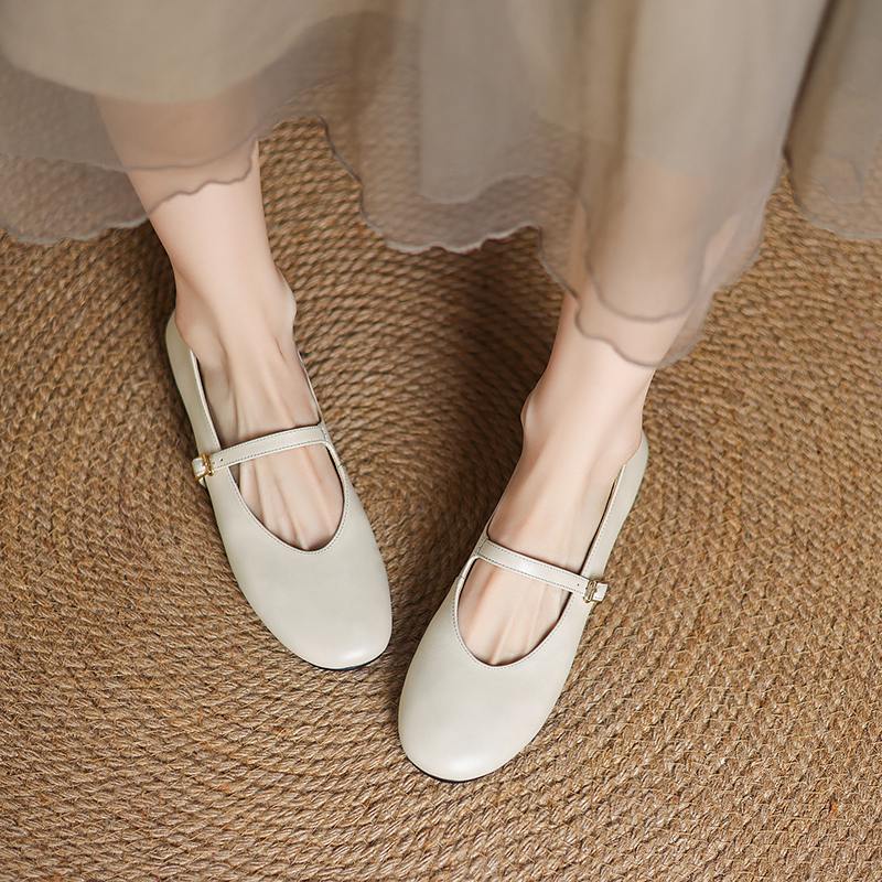 Krazing Pot Кожа коровы весна лето размер 41 толстый низкий каблук плоский с круглым носком женские неглубокие балетки