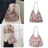Floral Canvas Tote Bag Large Capacity Casual Shopper For Daily Use