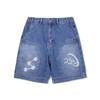 Li Ning X ANB Collaboration Series Sports Casual Simple Loose Denim Shorts Men Shorts Denim-Blue AJSV008-2