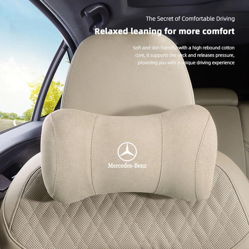 FHP3 Hot 2025 Car Suede Headrest Seat Neck Pillow Head Support For Mercedes Benz AMG GLE GLS CLS GLC CLA GLA GLK ML C197 R231 W167 W2