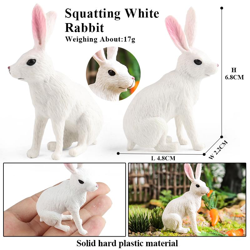 Oenux Lovely Farm Rabbit Bunny Model Action Figure Figurine Wild Desert Cottontail Hare Cute PVC Decoration Education Kid Toy