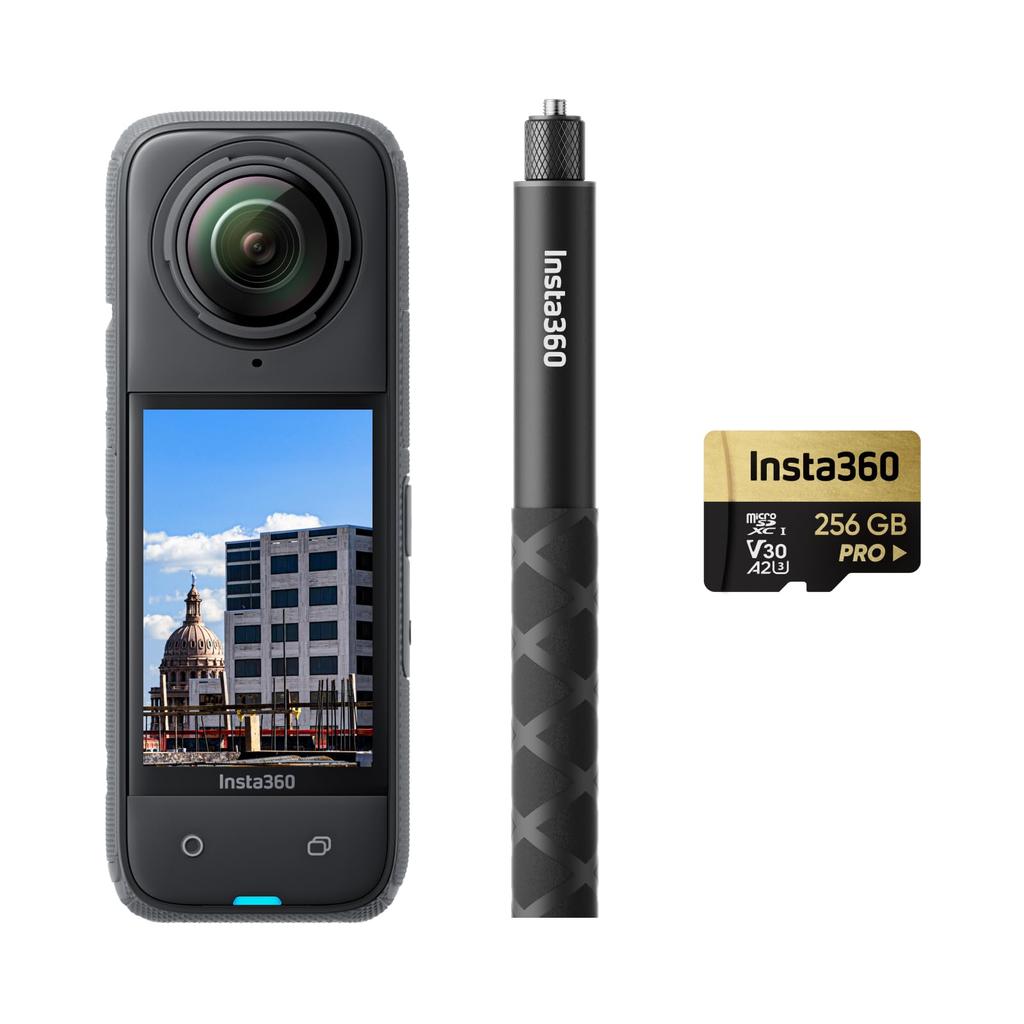Insta360 X4 Construction Kit camera for construction featuring 8K30fps HDR 72MP and 11K Compatible with and - 360-degree sites, 360-degree video,