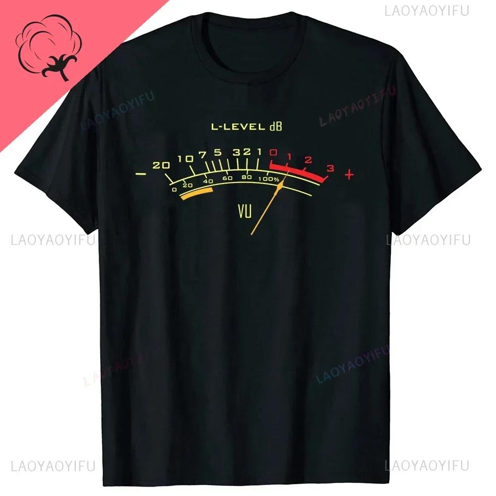 Vintage VU Meter Sound Engineer Analog Electronic O-Neck Cotton T Shirt Men Audio Engineer Recording Studio Funny Tshits Men Top