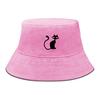 Bucket Hat With Black Cat Print , Animal Fisherman Hat Hip Hop Summer Foldable Fishing Cap
