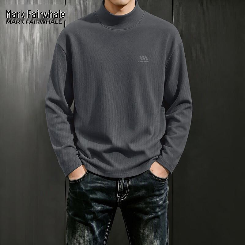 MARK FAIRWHALE Men's Casual Long Sleeve Mock Neck Thermal Tee