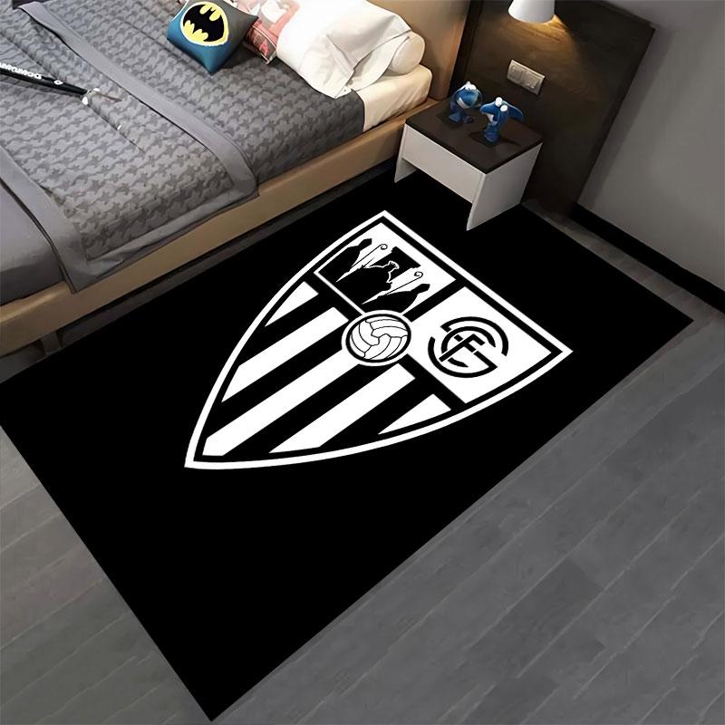 Soccer Emblem Black White Shield suitable as a non-slip mat for the living room or bedroom sofa