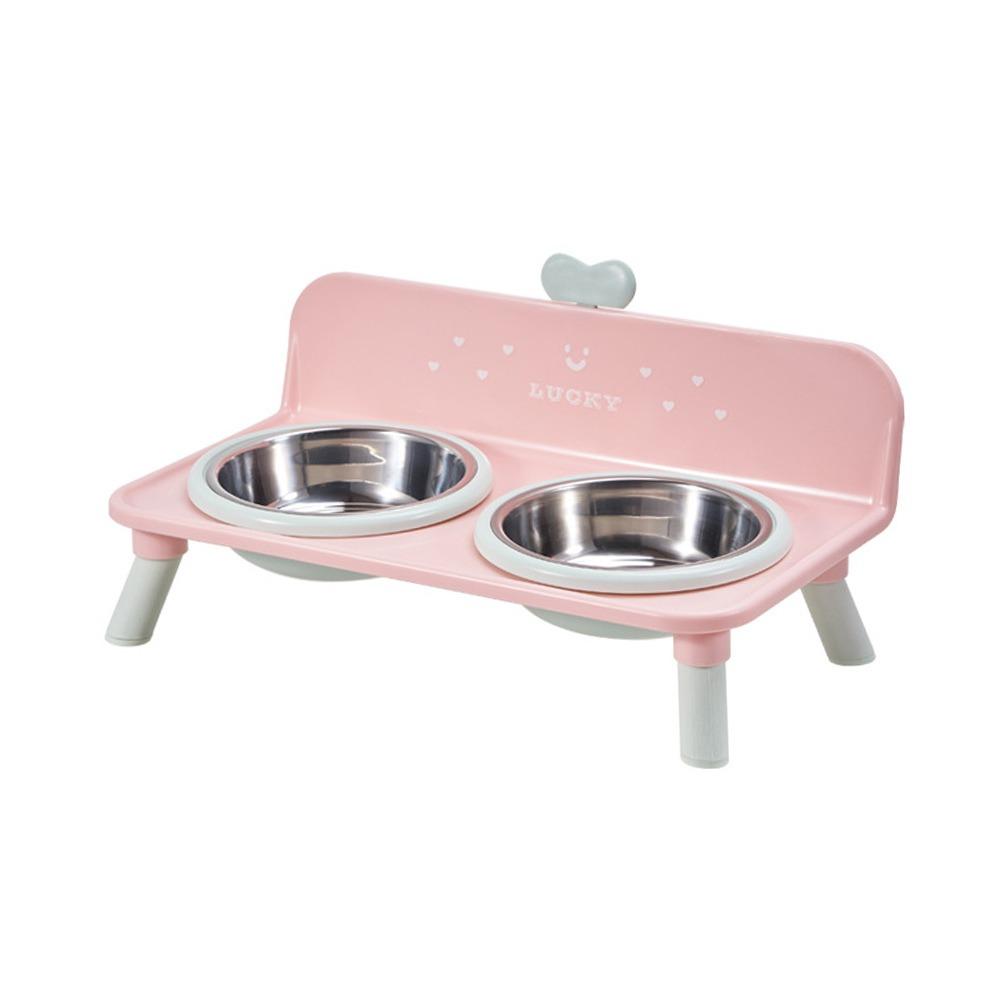 Anti-slip Pet High-foot Bowl Love-heart Double Bowl Cat Feeder Bowl  for Puppy and Cat