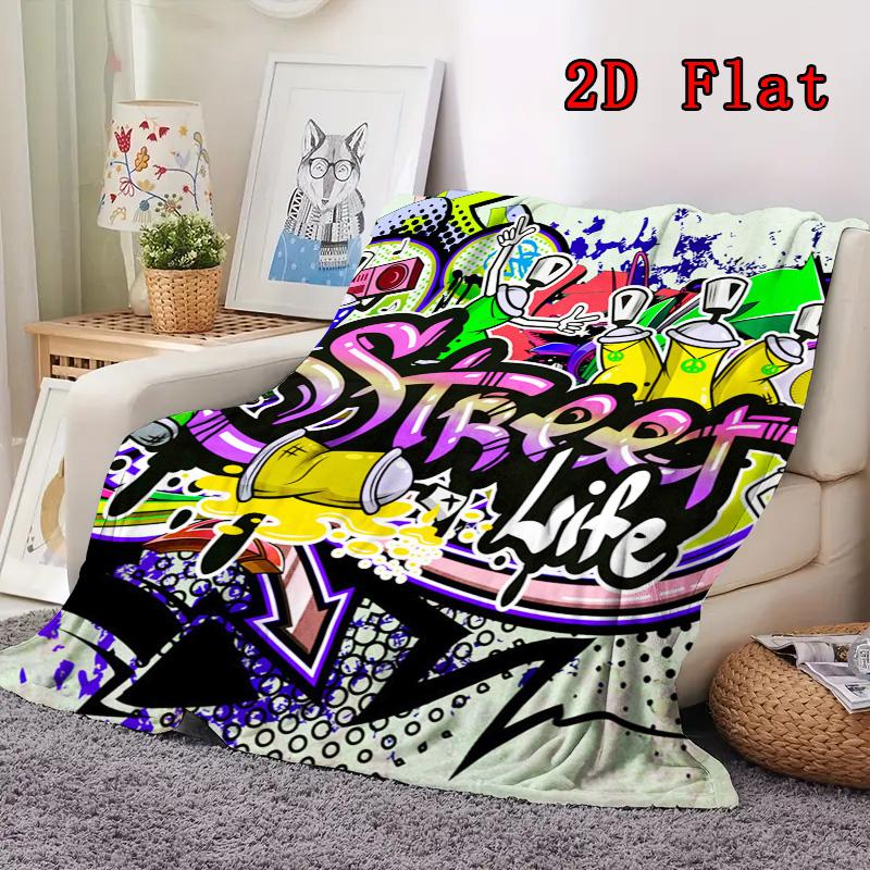 Street Art Graffiti 2D Flat Pattern Flannel Blanket High quality All Seasons Warmth and Comfort Perfect for Christmas Gifts.MMT0918319