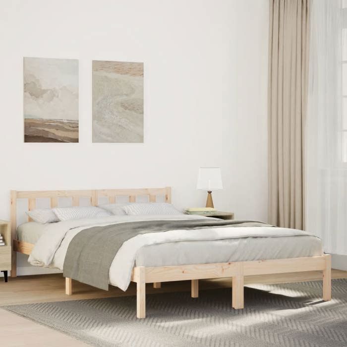 VidaXL Cadre de lit extra long sans matelas 160x220 cm bois massif pin, lit, meuble de chambre à coucher, lit en bois, lit 852450