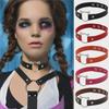 Harajuku Punk Soft Girl PU Leather Cat Head Collar with Clavicle Chain for Cosplay and Street Style
