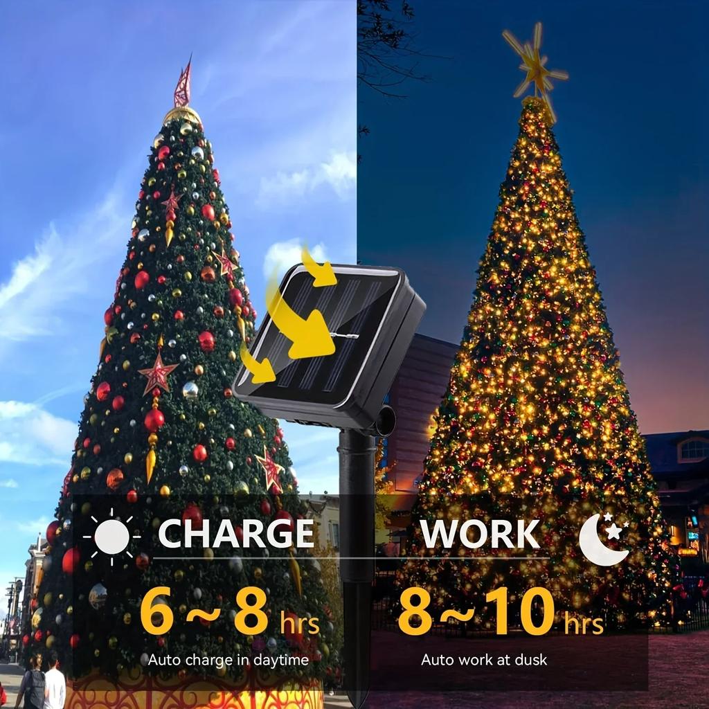 Solar LED Fairy String Lights Waterproof Copper Wire Garden Patio Christmas Decoration With 8 Modes