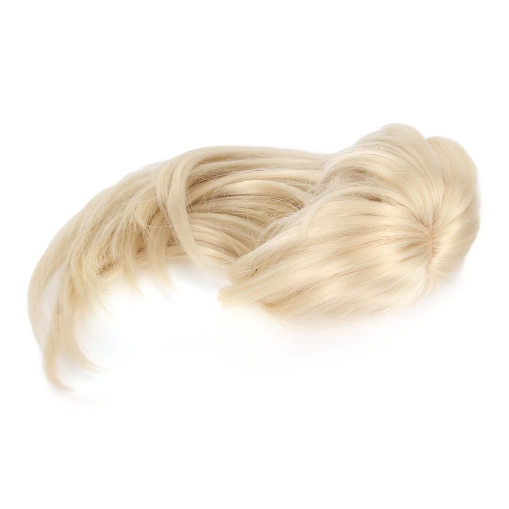 1 6 Ball Jointed Doll Wig for 15.5 To 17cm Doll Milk Gold Long Hair with Bangs DIY Doll Wig