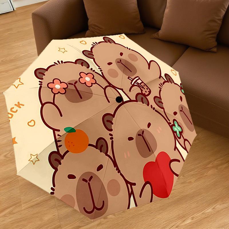1PC Capibala Umbrella-8-Rib Reinforced, Automatic Open, Lightweight & Durable, Cute Fashion Accessory for Outdoor-Y0309