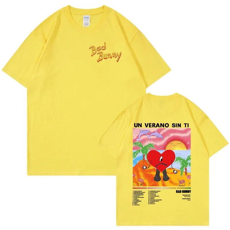 Футболка с графическим принтом Bad Bunny Un Verano Sin Ti, одежда унисекс, модные футболки в стиле хип-хоп с короткими рукавами, уличная одежда унисекс