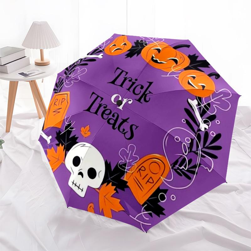 1pc Halloween Trick or Treats Umbrella with Plastic Handle,Suitable for All Seasons Home Travel Outdoor UmbrellaDD1816