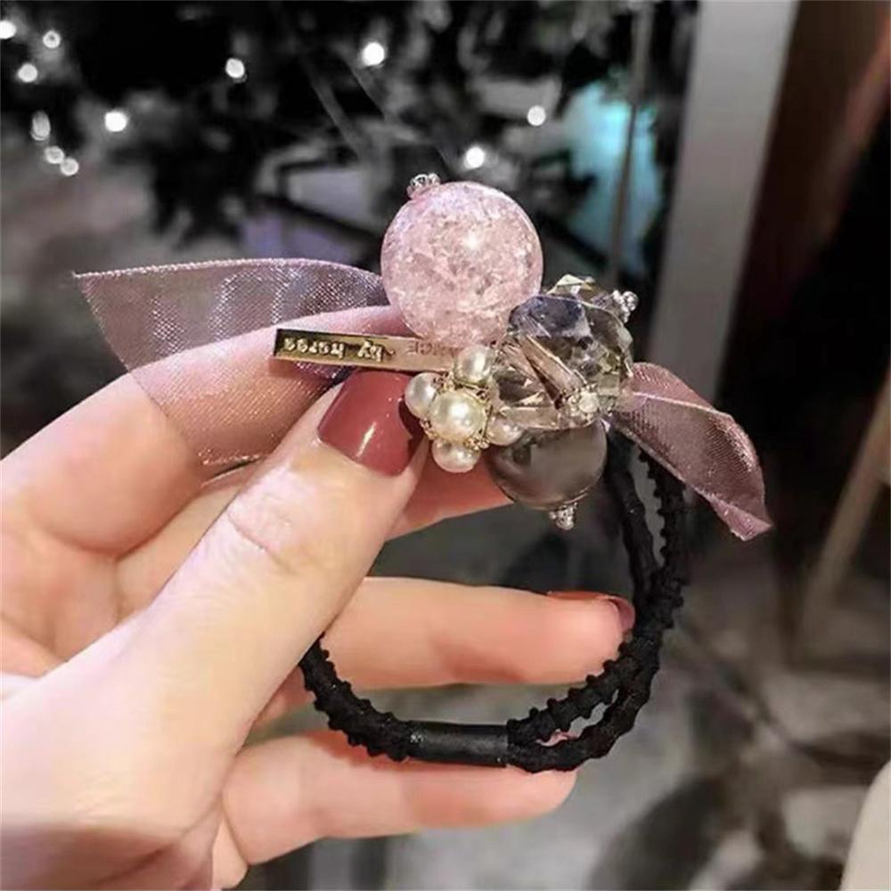 Bling Bling Hair Rope Simulation Pearl Hair Ties Ribbon Decoration Ponytail Holders For Women Girl Hair Accessories YSX