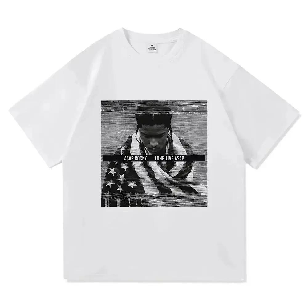 HIP HOP High Street Gothic Футболки Портрет AAP Повседневные Топы Harajuku ASAP ROCKY Футболка с коротким рукавом Унисекс