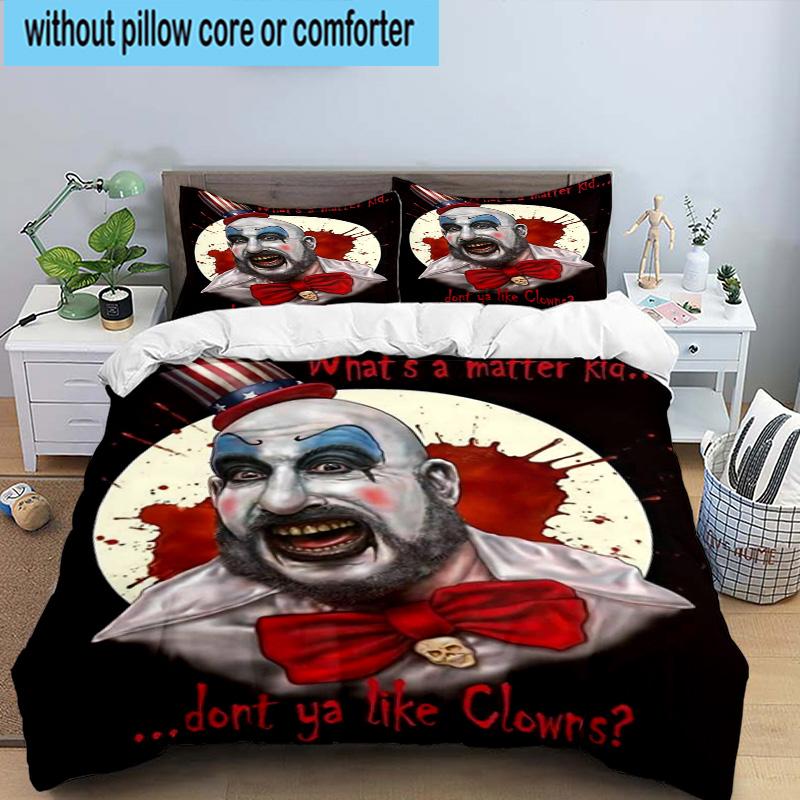 3PCS Horror Clown Laughing 3pcs Bedding,Including 3PCS Duvet Cover And 2pcs Pillowcases Perfect for Christmas,Ideal for Bedroom, Dormitory