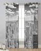Grey New York City Landscape Sheer Curtains for Living Room Decoration Window Curtains for Kitchen Tulle Voile Organza Curtains
