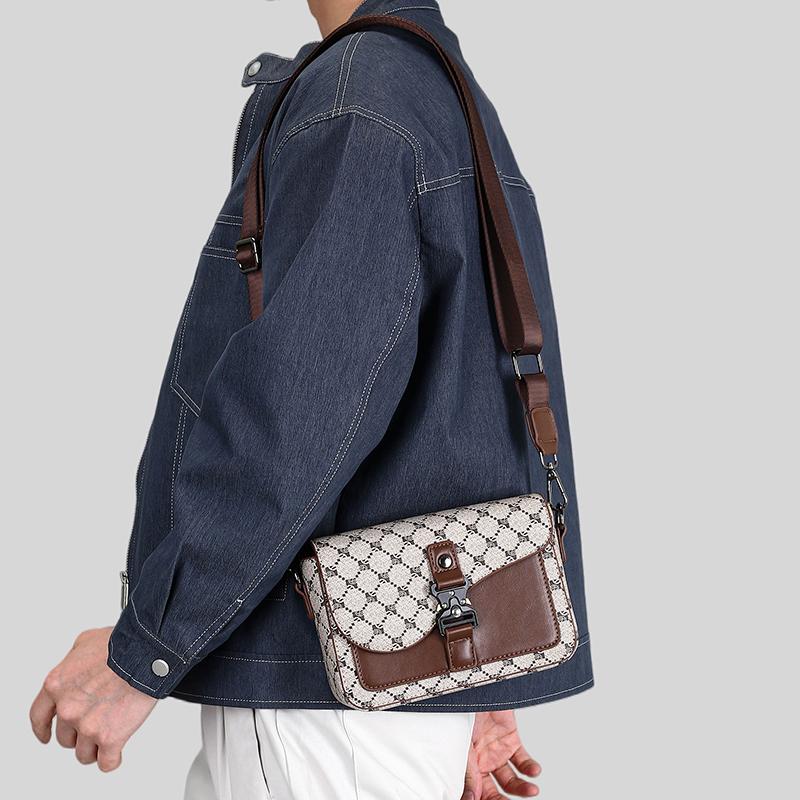 High-End Men's Stylish Crossbody Bag PU Leather Sling Bag Minimalist Business Shoulder Bag Perfect for Daily Commute Travel