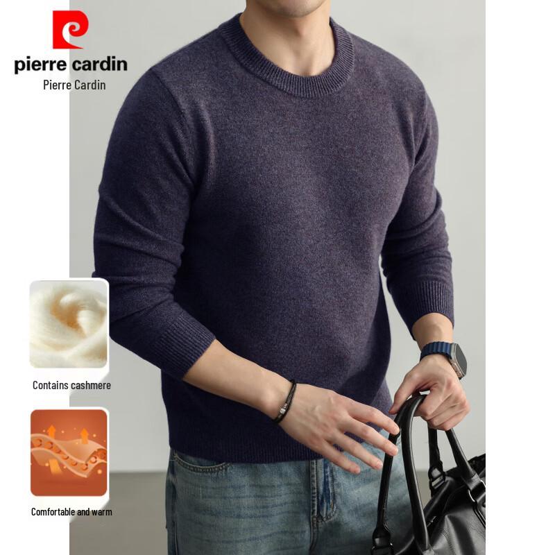 Pierre Cardin Men's Cashmere-Blend Thickened Crew Neck Sweater