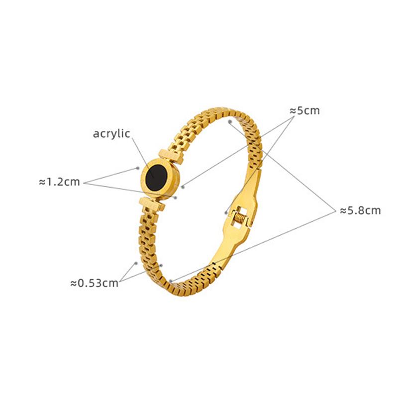 Htpwe Stainless Steel Roman Numeral Love Black Shell Bracelet For Women 18k Gold Plated Couple Holiday Gift Bracelet Zircon