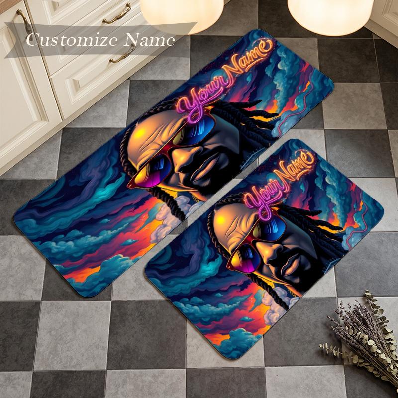 Snoop Dogg (5) Custom Name Flannel Mat Anti-Slip Kitchen Floor Rug for Home Kitchen Decor Gift