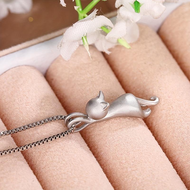Simple Cute Cat Dangle Necklace for Women Daily Casual Party Jewelry Lover Birthday Gift